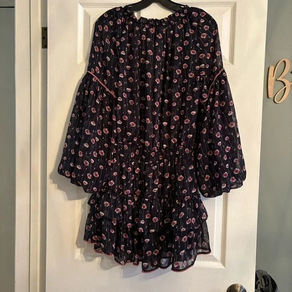 Floral Navy Dress with Pink Accents - Picture 4 of 4